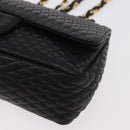 BALLY Chain Shoulder Bag Leather Black Gold Auth kk688A-11