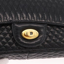 BALLY Chain Shoulder Bag Leather Black Gold Auth kk688A-14