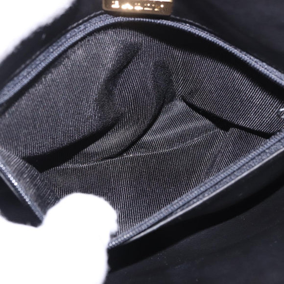 BALLY Chain Shoulder Bag Leather Black Gold Auth kk688A