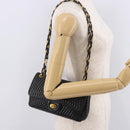 BALLY Chain Shoulder Bag Leather Black Gold Auth kk688A-23