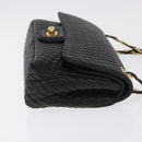 BALLY Chain Shoulder Bag Leather Black Gold Auth kk688A-4