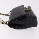 BALLY Chain Shoulder Bag Leather Black Gold Auth kk688A-5