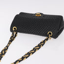BALLY Chain Shoulder Bag Leather Black Gold Auth kk688A-6