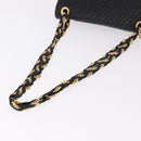 BALLY Chain Shoulder Bag Leather Black Gold Auth kk688A-7
