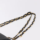 BALLY Chain Shoulder Bag Leather Black Gold Auth kk688A-8