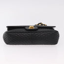 BALLY Chain Shoulder Bag Leather Black Gold Auth kk688A-9