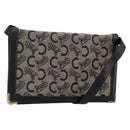CELINE C Sulky Shoulder Bag Canvas Navy Gold Auth kk689-1