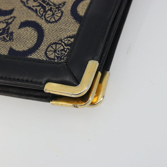 CELINE C Sulky Shoulder Bag Canvas Navy Gold Auth kk689
