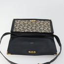 CELINE C Sulky Shoulder Bag Canvas Navy Gold Auth kk689-10
