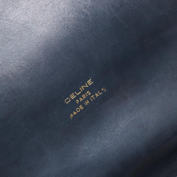 CELINE C Sulky Shoulder Bag Canvas Navy Gold Auth kk689
