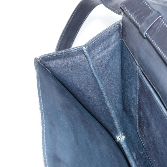 CELINE C Sulky Shoulder Bag Canvas Navy Gold Auth kk689