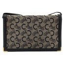 CELINE C Sulky Shoulder Bag Canvas Navy Gold Auth kk689-2