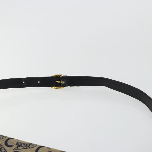 CELINE C Sulky Shoulder Bag Canvas Navy Gold Auth kk689