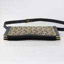 CELINE C Sulky Shoulder Bag Canvas Navy Gold Auth kk689-5