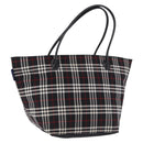 Burberrys Nova Check Blue Label Tote Bag Nylon Black Silver Auth kk690A-1