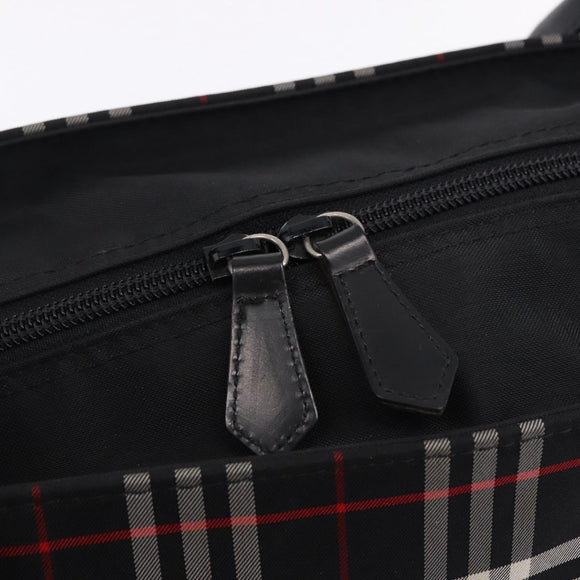 Burberrys Nova Check Blue Label Tote Bag Nylon Black Silver Auth kk690A