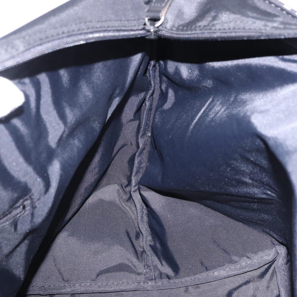 Burberrys Nova Check Blue Label Tote Bag Nylon Black Silver Auth kk690A