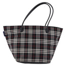 Burberrys Nova Check Blue Label Tote Bag Nylon Black Silver Auth kk690A-2
