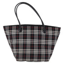 Burberrys Nova Check Blue Label Tote Bag Nylon Black Silver Auth kk690A-3