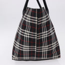 Burberrys Nova Check Blue Label Tote Bag Nylon Black Silver Auth kk690A-4