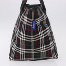 Burberrys Nova Check Blue Label Tote Bag Nylon Black Silver Auth kk690A-5