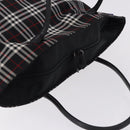 Burberrys Nova Check Blue Label Tote Bag Nylon Black Silver Auth kk690A-6