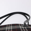 Burberrys Nova Check Blue Label Tote Bag Nylon Black Silver Auth kk690A-8