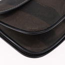 FENDI Pecan Canvas Shoulder Bag PVC Black Brown Auth kk691-9