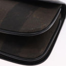 FENDI Pecan Canvas Shoulder Bag PVC Black Brown Auth kk691-14