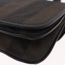 FENDI Pecan Canvas Shoulder Bag PVC Black Brown Auth kk691-16