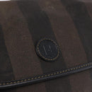 FENDI Pecan Canvas Shoulder Bag PVC Black Brown Auth kk691-17