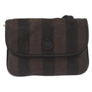 FENDI Pecan Canvas Shoulder Bag PVC Black Brown Auth kk691-13