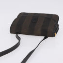 FENDI Pecan Canvas Shoulder Bag PVC Black Brown Auth kk691-6