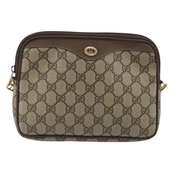 GUCCI GG Supreme Shoulder Bag PVC Beige Gold 97 02 068 Auth kk692