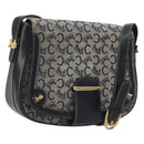 CELINE C Sulky Shoulder Bag Canvas Navy Gold Auth kk693-1