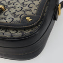 CELINE C Sulky Shoulder Bag Canvas Navy Gold Auth kk693-14