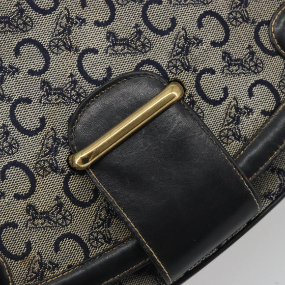 CELINE C Sulky Shoulder Bag Canvas Navy Gold Auth kk693