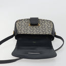 CELINE C Sulky Shoulder Bag Canvas Navy Gold Auth kk693-19