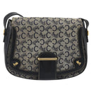 CELINE C Sulky Shoulder Bag Canvas Navy Gold Auth kk693-13