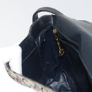 CELINE C Sulky Shoulder Bag Canvas Navy Gold Auth kk693-22