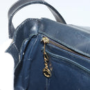 CELINE C Sulky Shoulder Bag Canvas Navy Gold Auth kk693-23