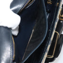 CELINE C Sulky Shoulder Bag Canvas Navy Gold Auth kk693-24