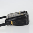 CELINE C Sulky Shoulder Bag Canvas Navy Gold Auth kk693-4