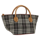 BURBERRY Nova Check Blue Label Tote Bag Nylon Brown Silver Auth kk694A-1