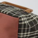 BURBERRY Nova Check Blue Label Tote Bag Nylon Brown Silver Auth kk694A-10