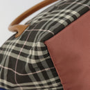 BURBERRY Nova Check Blue Label Tote Bag Nylon Brown Silver Auth kk694A-13