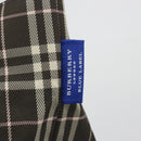 BURBERRY Nova Check Blue Label Tote Bag Nylon Brown Silver Auth kk694A-14