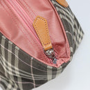 BURBERRY Nova Check Blue Label Tote Bag Nylon Brown Silver Auth kk694A-15