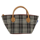 BURBERRY Nova Check Blue Label Tote Bag Nylon Brown Silver Auth kk694A-2