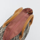 BURBERRY Nova Check Blue Label Tote Bag Nylon Brown Silver Auth kk694A-6